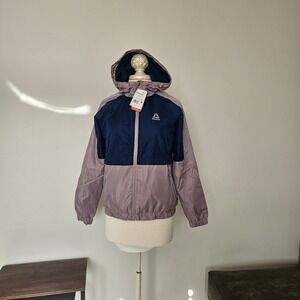 Reebok Ladies Purple Dove & Teal Fleece-lined  Hood Track Jacket - Sz Small NWT